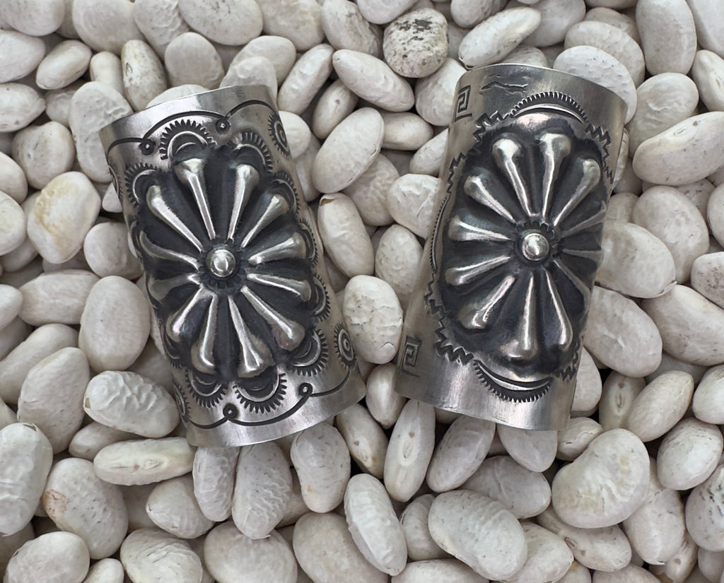 Oxidized Sterling Silver Ponytail or Braid Keeper Shield Fine Silver Ponytail Holder- Speaker Grate Texture  main image 3