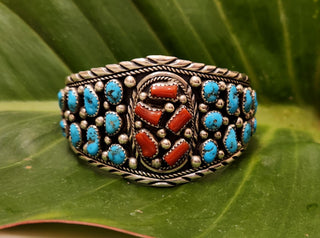 Vintage Coral/Turquoise Cuff