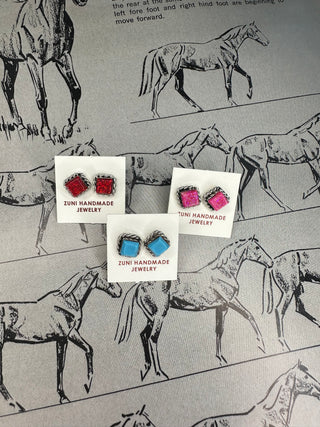 The Squared Studs-The Wild Horse Co.-The Wild Horse Co. Women's Native American Jewelry in Washington, OK.