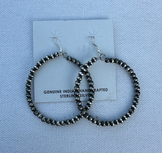 Navajo Pearl Hoops-The Wild Horse Co.-The Wild Horse Co. Women's Native American Jewelry in Washington, OK.