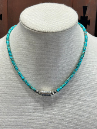 The Turquoise Barrel Bead Necklace