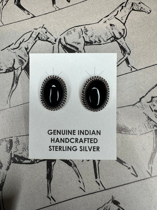 Oval Onyx Studs-Earrings-The Wild Horse Co.-The Wild Horse Co. Women's Native American Jewelry in Washington, OK.