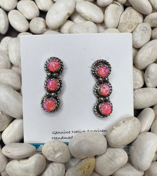 3 Stone Studs-Earrings-The Wild Horse Co.-The Wild Horse Co. Women's Native American Jewelry in Washington, OK.