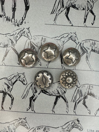 Stamped Button Covers-The Wild Horse Co.-The Wild Horse Co. Women's Native American Jewelry in Washington, OK.