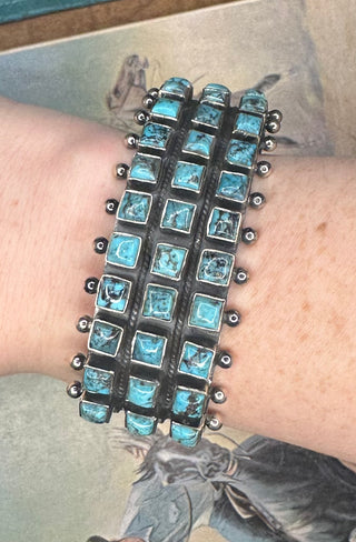 3 Stone Turquoise Cuff-The Wild Horse Co.-The Wild Horse Co. Women's Native American Jewelry in Washington, OK.