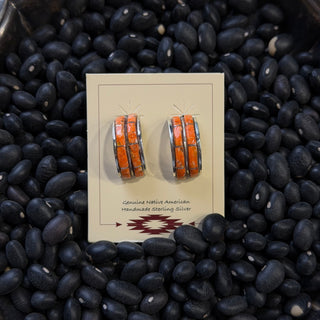 Orange Spiny Inlay Hoops