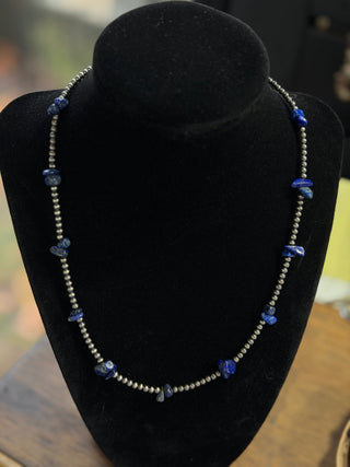 The Lapis Chip x Sterling Pearl Necklace
