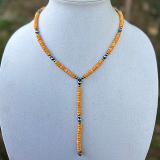 The Orange Spiny Rondelle Lariat