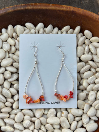 Orange Spiny Liquid Silver Earrings