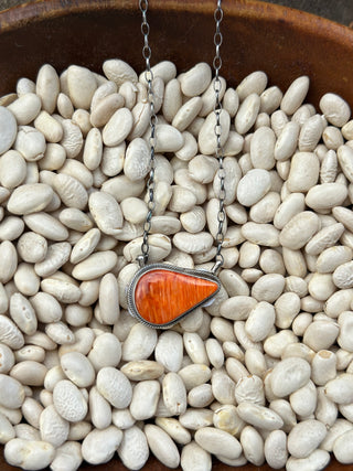 Orange Spiny Teardrop Necklace
