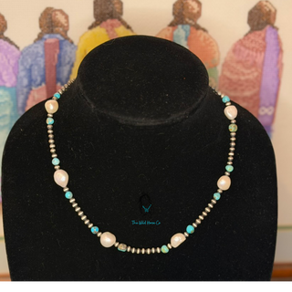 The Freshwater & Turquoise x Sterling Pearl Necklace
